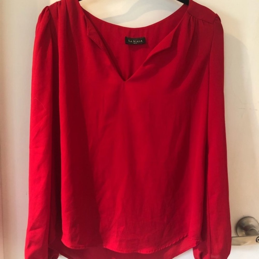 Red Long Sleeve Blouse